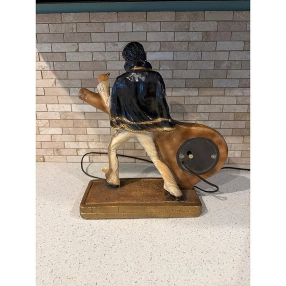 Vintage Elvis Bust Chalkware Mantel Clock Guitar Working Landshire‎